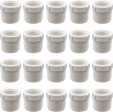 PVC Reducer Adapter 1 Inch Buitendraad naar 3/4 Inch Binnendraad - 20 Stuks