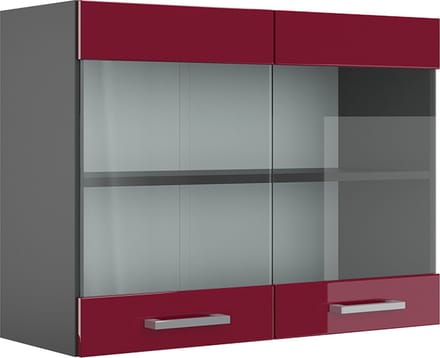 Vicco R-Line Glazen keukenkast – 80 cm Rode hoogglans
