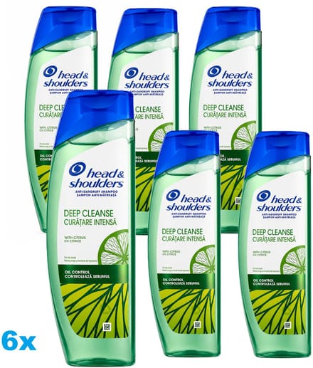Head & Shoulders Deep Cleanse Shampoo – Oil Control & Citrus – 6 x 300ml