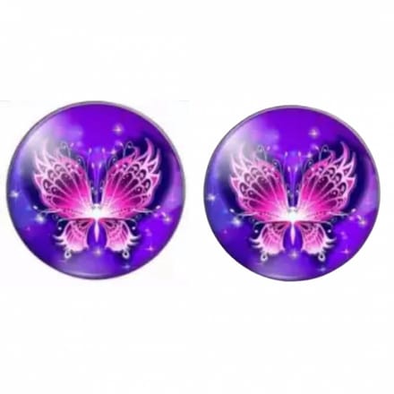 Clip Oorbellen- Vlinder- Blauw Roze- 2 cm