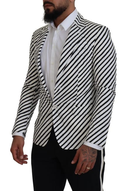Gestreepte Blazer Met Notch Lapel