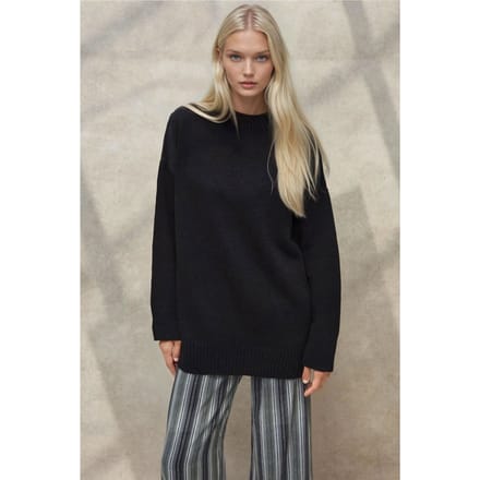Dikke Gebreide Crew Neck Lange Trui