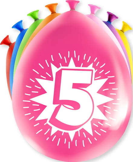Happy Party ballonnen 5 jaar (8 stuks)