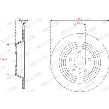 Remschijf FERODO DDF2788C achter, compleet, 2 stuk