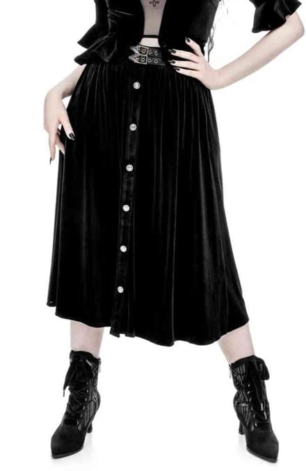 Restyle - Crypt Velvet Rok - L - Zwart