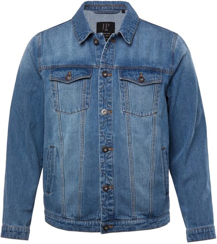 JP 1880 - Heren - Denim jack borstzakken knoopsluiting - Mat jeansblauw - Maat 7XL