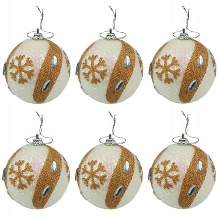 Rustieke Kerstballen Set van 6 - 7 cm - Onbreekbaar