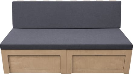 Camperbusbed - natuurlijk - 180x65-110 cm - met opbergruimte