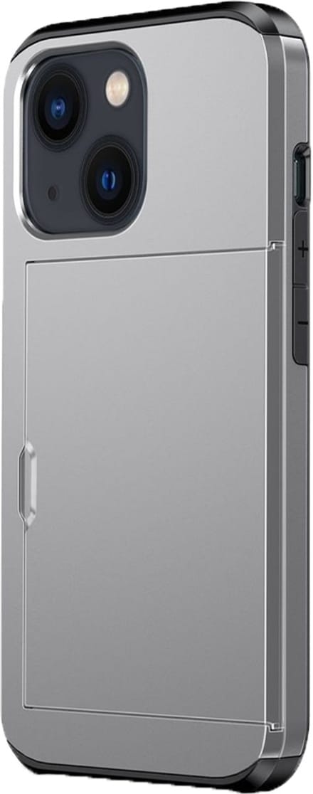 Hoesje geschikt voor iPhone 16e - Backcover - Hardcase - Pasjeshouder - Portemonnee - Shockproof - TPU - Grijs