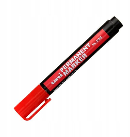 Permanente Marker Rood UNI 380B Ronde Punt - 12 Stuks