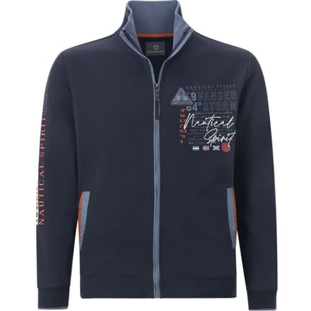 Jan Vanderstorm herren Sweatvest - 64/66 - donkerblauw - Plus Size