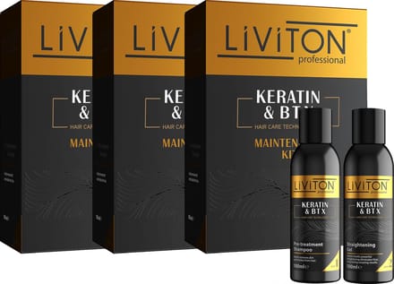 Keratine & BTX & Haarherstel Set - Triple Voordeelverpakking (3x Set No.1 & No.2) - 6x 100ml - Proteïne Behandeling