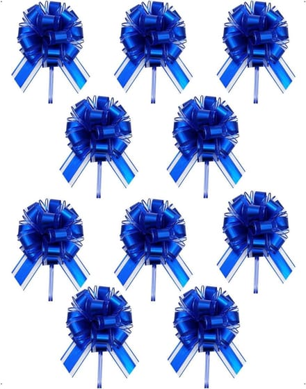 Grote Trekknopen - Decoratieve Strikken - Auto Versieren - Metallic Kleur - 17 cm - Blauw