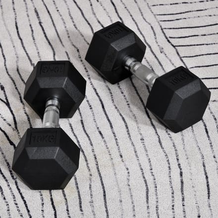 MODFU - Set Hexagonale Halters - 2 Stuks 10 Kg - Metaal - Zwart - Antiroldesign - Gekartelde Handgreep