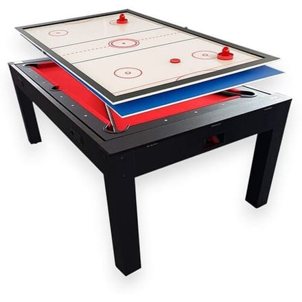 ELITESHOPPING 7 FT Red Air Hockey Multi-Game Biljarttafel + Tennistafel + Tafelblad – Rocket