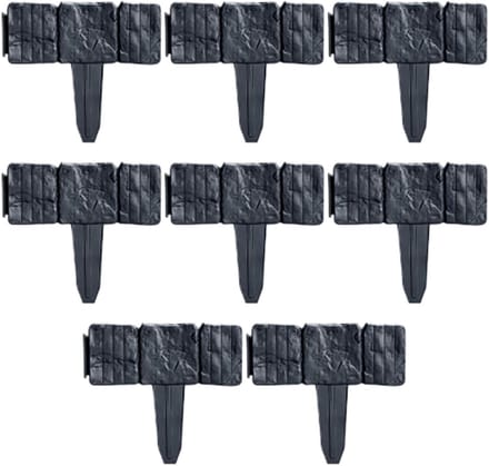 Tuinrand Imitatie Steen - Kunstrots Border - Gazon Afscheiden - Flexibel Modulair - 10 Stuks - Zwart