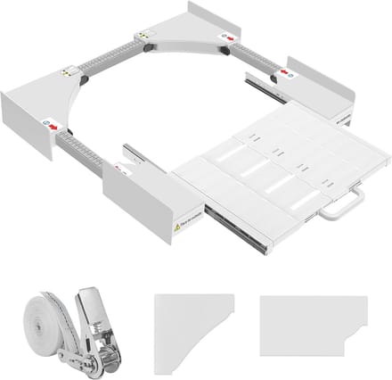 Overlayset voor wasmachine en droger, verstelbare stapelset met tussenframe en plank