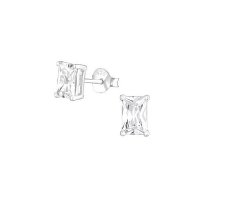 Sterling zilveren oorbel vierkant Hoge setting Crystal (4MM)