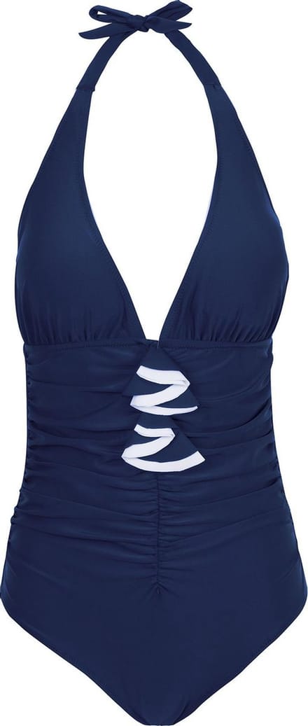 Badpak dames met striksluitng in de nek Navy - S