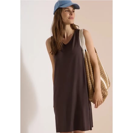 Knielange jersey jurk met V-hals