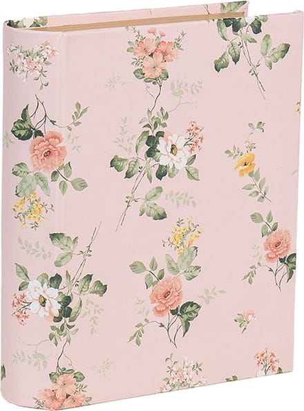 Clayre & Eef Opbergdoos Boeken 17x14x5 cm Roze Karton Bloemen