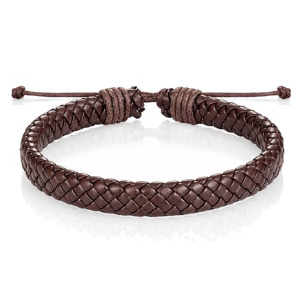 Leren armband Heren Bruin Verstelbaar Gevlochten leer