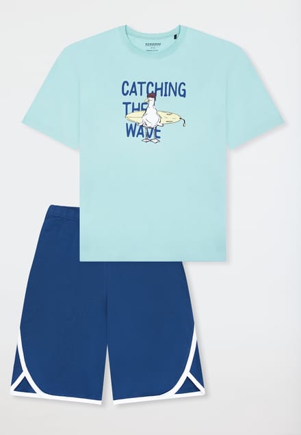 Pyjama korte surfplank turquoise - Teens Nightwear 164