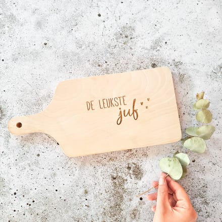 Borrelplank - De leukste juf - cadeau voor de juf