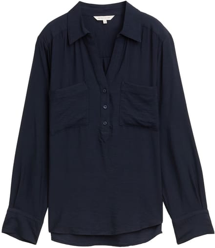 Tom Tailor - Gekreukte blouse met borstzakken - Maat 36 - Lunar Eclipse