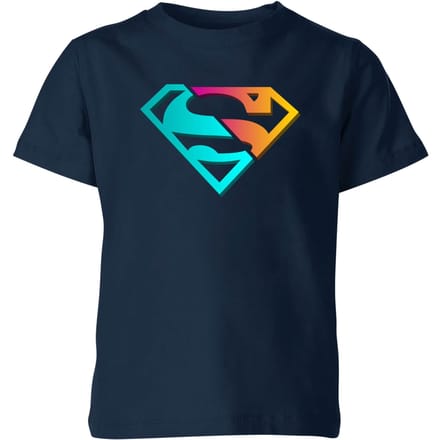 Justice League Neon Superman Kids' T-Shirt - Navy - 122/128 (7-8 jaar)