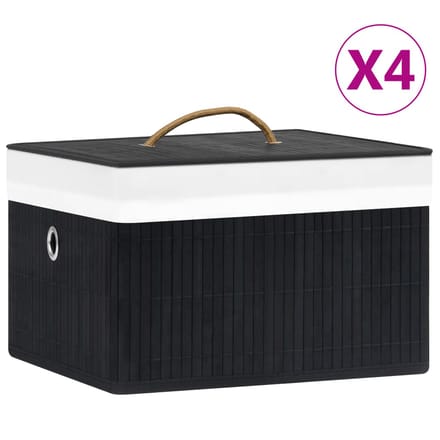 vidaXL - Opbergboxen - 4 - st - bamboe - zwart