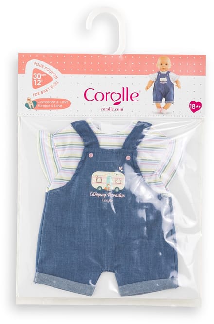 Corolle poppenoutfit jeans overall met T-shirt Kleine Ontdekker 30cm.