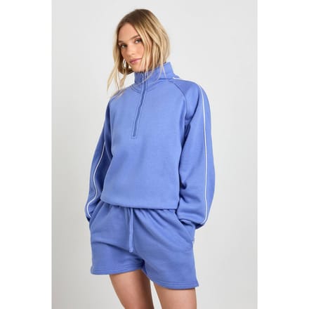 boohoo Dames Petite Half-zip Sweater Met Pijpendetail Korte Joggingpak | Lila | Maat: XS