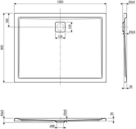 Ben metric Design Douchebak - Kunststof - 120x90x35 cm - Wit
