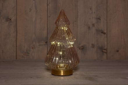 B.O.T. Tree Glass 15X28,5 cm Pink With Golden Base 10Led kerstverli...