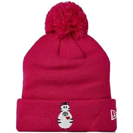 New Era Zebra-muts met pompons voor kinderen (Donkerroze)