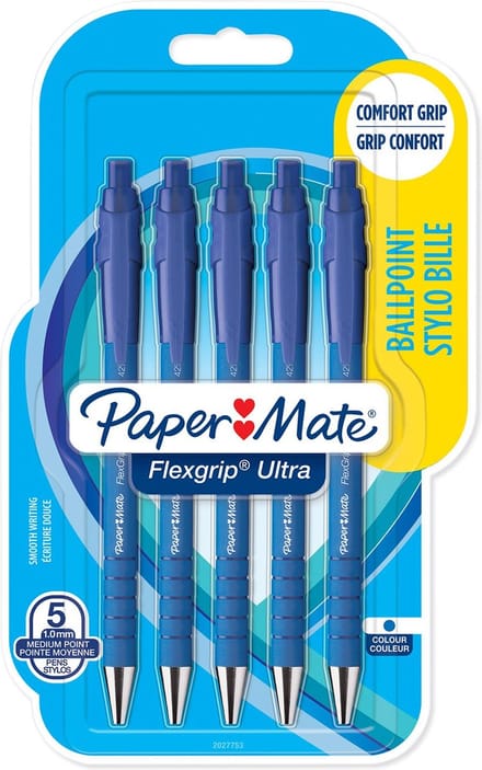 Balpen Paper Mate Flexgrip Ultra medium blauw blister à 5 stuks