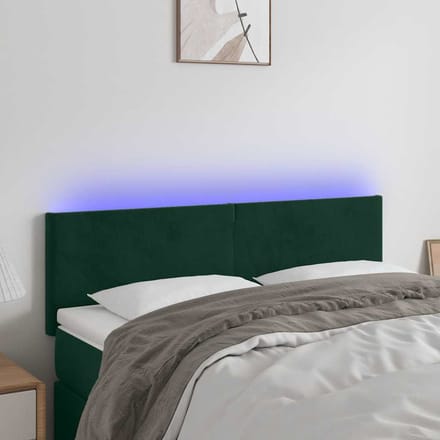 vidaXL - Hoofdbord - LED - 144x5x78/88 - cm - fluweel - donkergroen