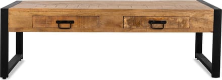 Salontafel Britt mangohout met 2 lades 120x60x45 cm