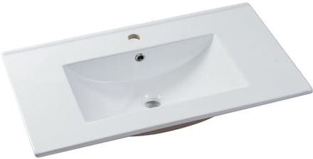 Vente-unique Zwevend badkamermeubel met inbouwwastafel - Wit - 80 cm - SATOBAL