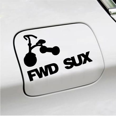 Bumpersticker - FWD SUX - 12,2 X 18 - Zwart
