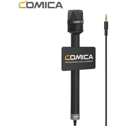 COMICA HRM-S Handheld Interview Microfoon voor Smartphone 3.5mm TRRS Plug Cardioïde Condensator Microfoon zwart