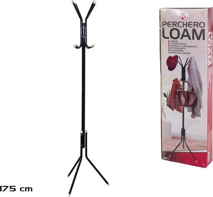 Gerimport Kapstok - zwart - metaal - staand - 8 haken op 2 hoogtes - 175 cm