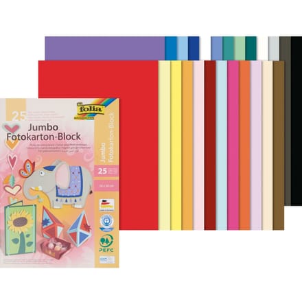 Fotokartonblok Folia 300gr 24x34cm 25vel jumbo assorti
