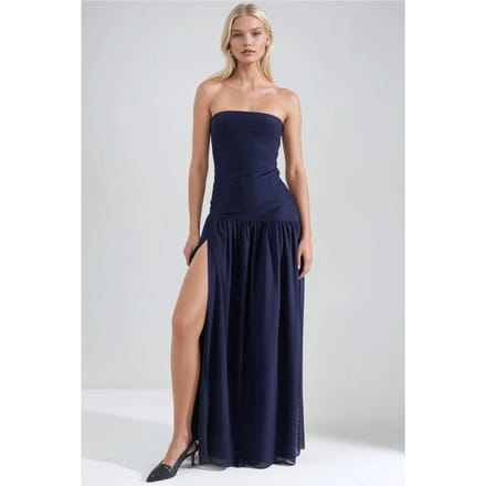 Strapless Maxi Jurk met Sleuf