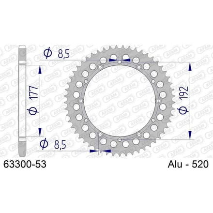 Aluminium tandwiel achter Afam 520 53 dents