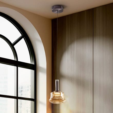 Schuller Valencia LED hanglamp Scarlett, amberkleurig, Ø 18 cm, glas
