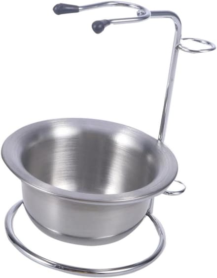 Scheerstandaard Met Kom - Scheerkwasthouder Scheeraccessoires - Scheren Organiseren - Universele Pasvorm - 12 x 8.8 x 8.5 cm - Zilver