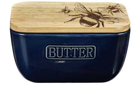 Scottish Made Botervloot Blauw - Bij - Eikenhouten Deksel