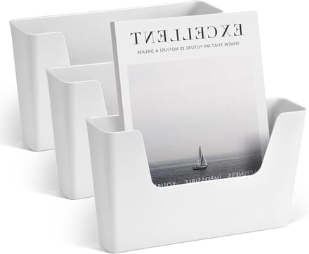 3-Pack Wandopslag Caddy zonder Boren voor Mails, Tijdschriften en Documenten - Slimme Plastic Organizer in Wit